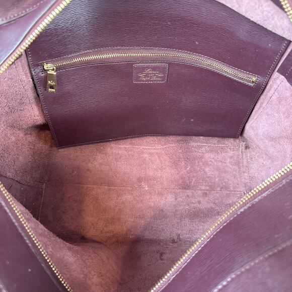 Ralph Lauren Winford Tote Bag Shoulder Purse Laptop Zip Top Plum Purple Leather - Picture 8 of 9